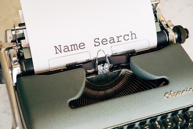 name search on a typewriter