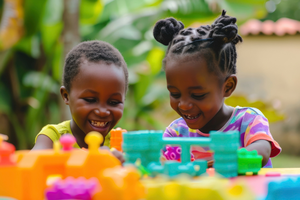 children playing with their toys