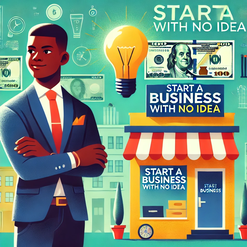 an Ai image of a black guy thing of how to start a business 
