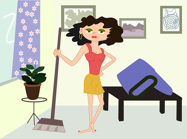 Vector image of a woman cleaning 