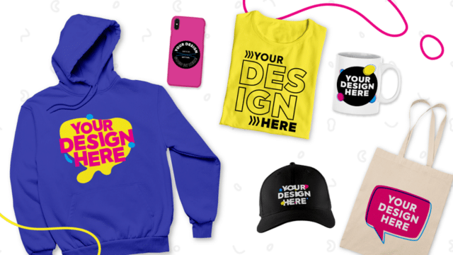 Amazon’s Merch hoodies, cap, bag, cup, phone pack.