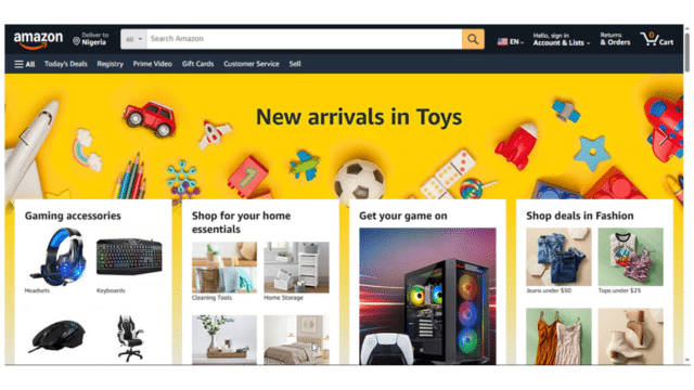 amazon home page.