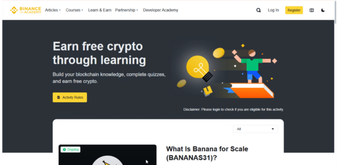 Binance Airdrop home page