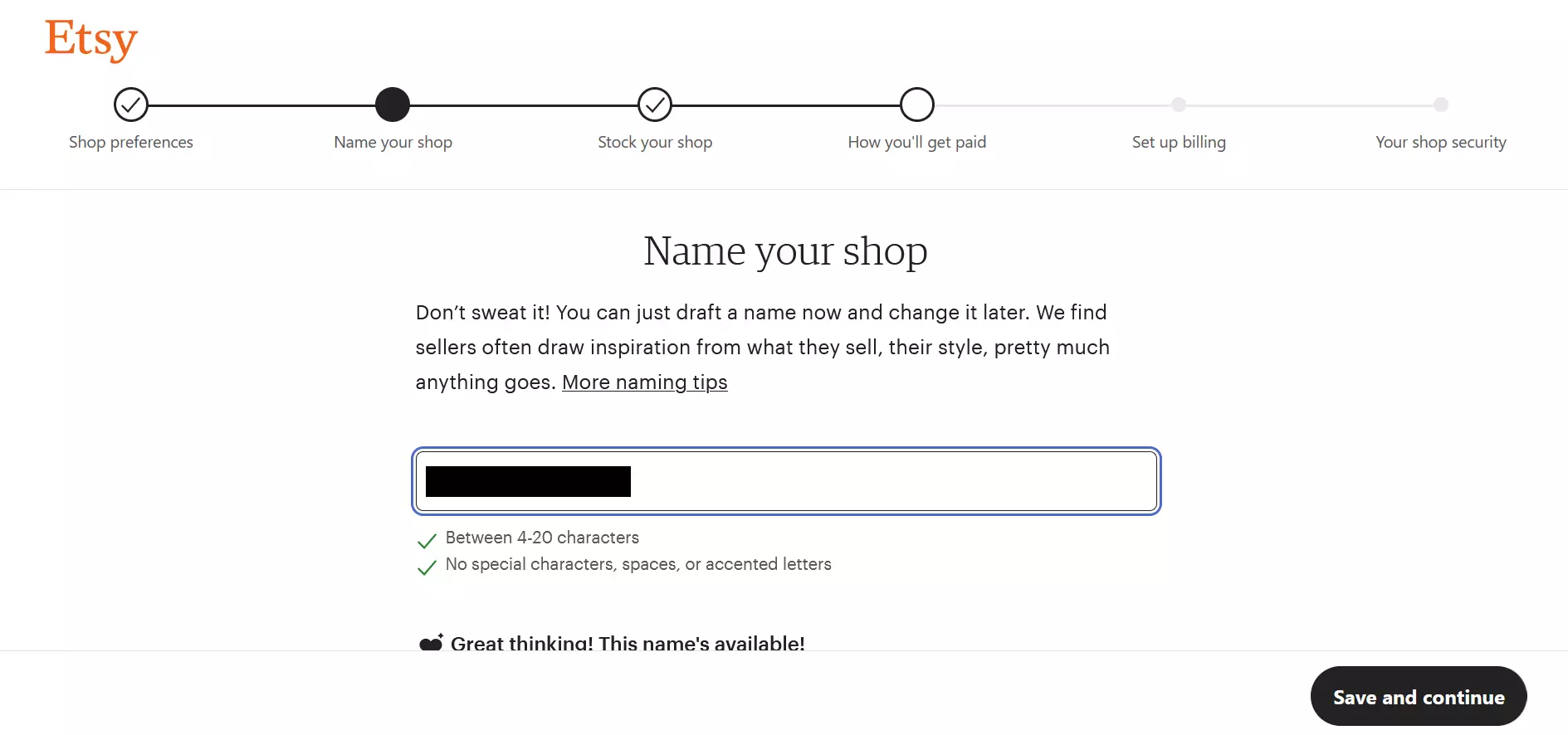 Etsy shop naming 
